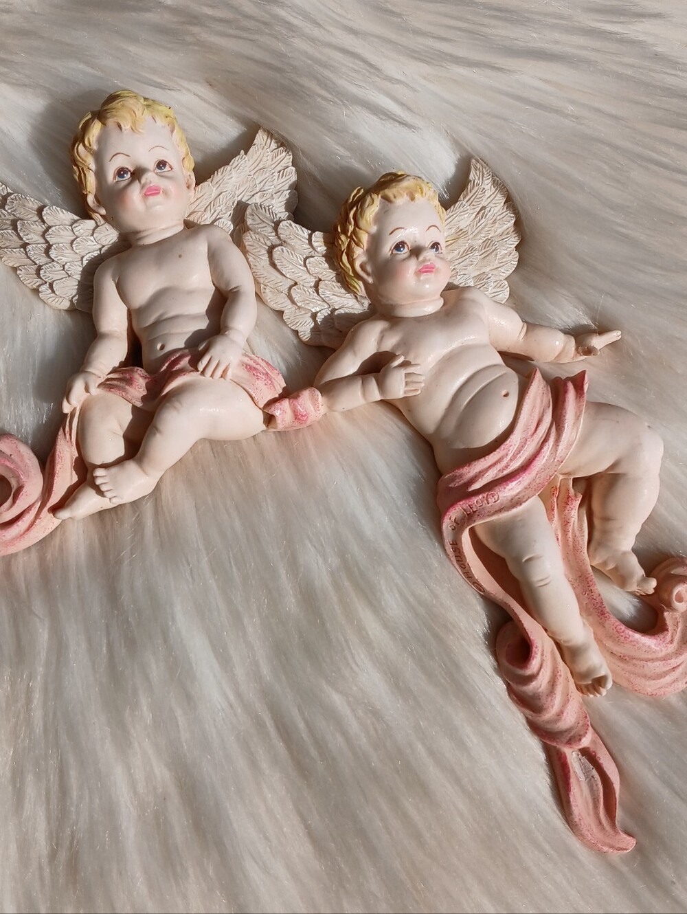 Vintage Cherub Wall Hanging Plaque Corner Pink House of Lloyd Decor Angel 90s